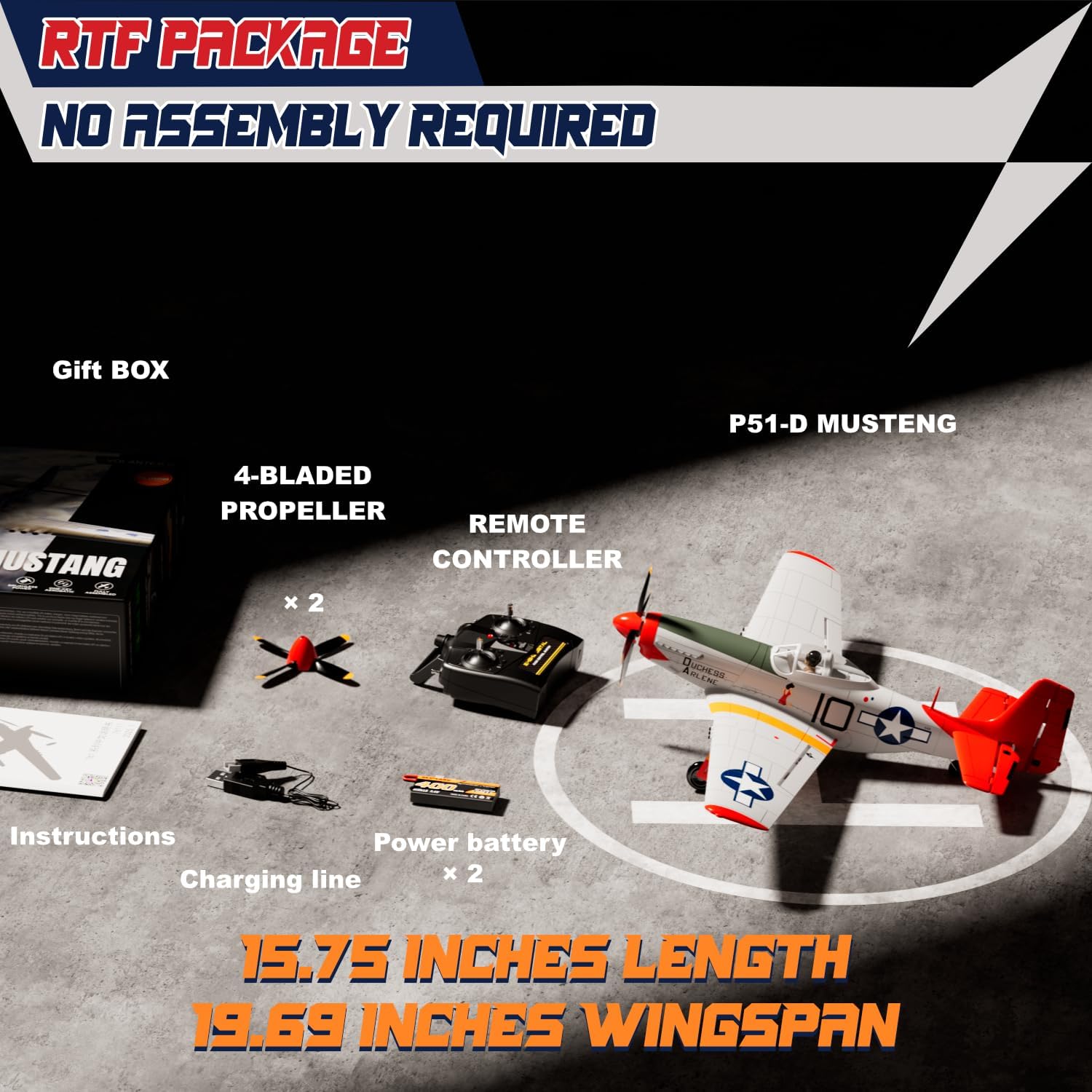 Detalle 2 de LEAMBE WS-YM-RED Brushless 4-Channel RC P-51 Mustang Airplane