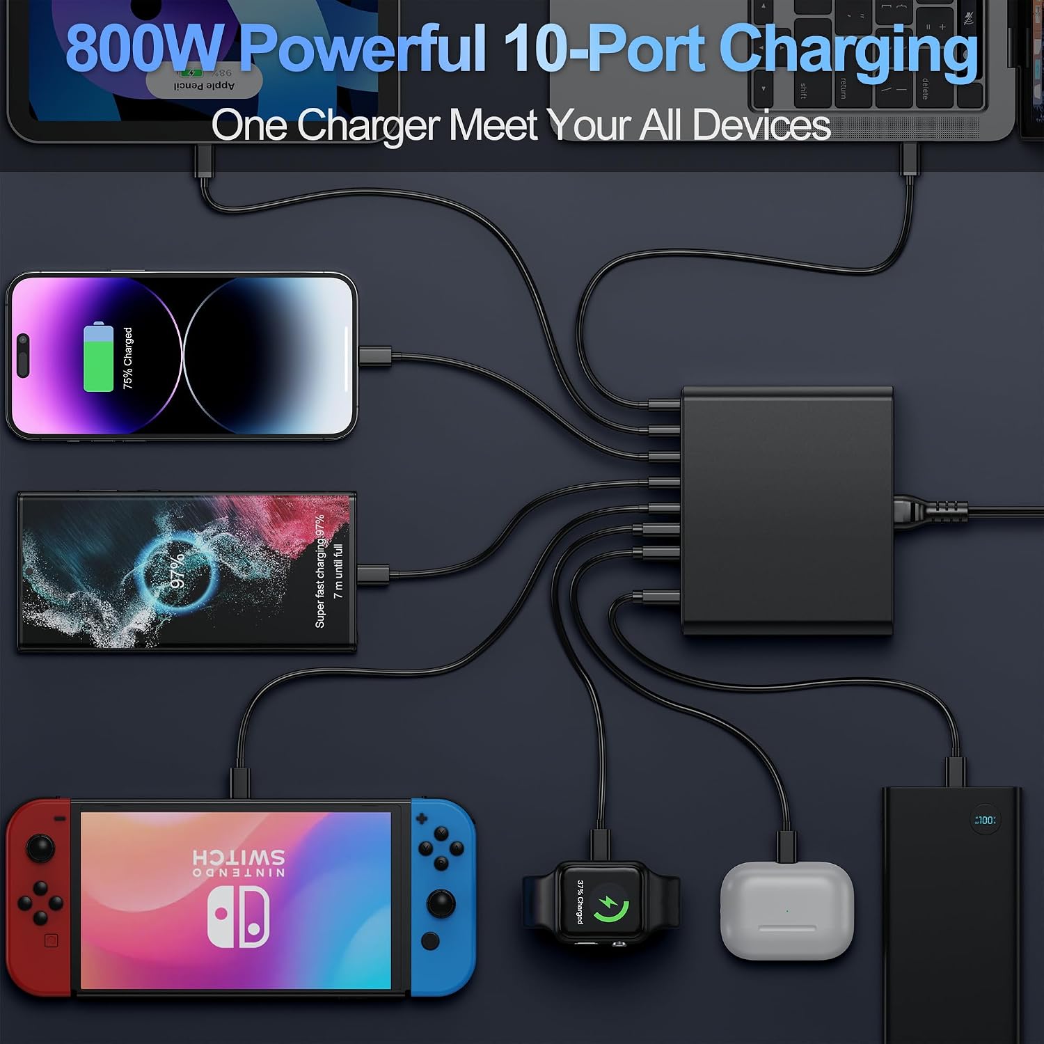Thumbnail 3 de 750W USB C Charger Block 10-Port 🔌