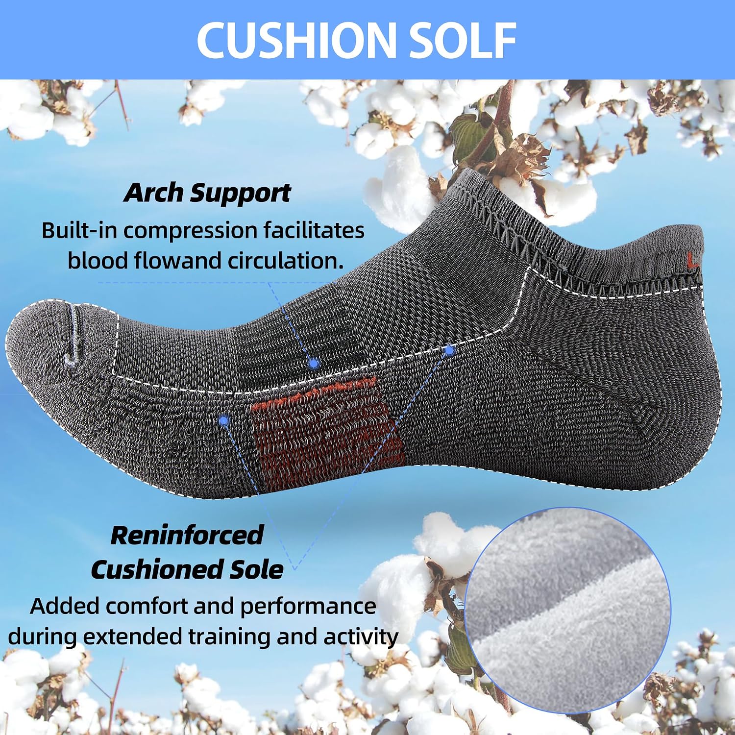 Detalle 2 de ATBITER Women's Ankle Socks, 6 Pairs