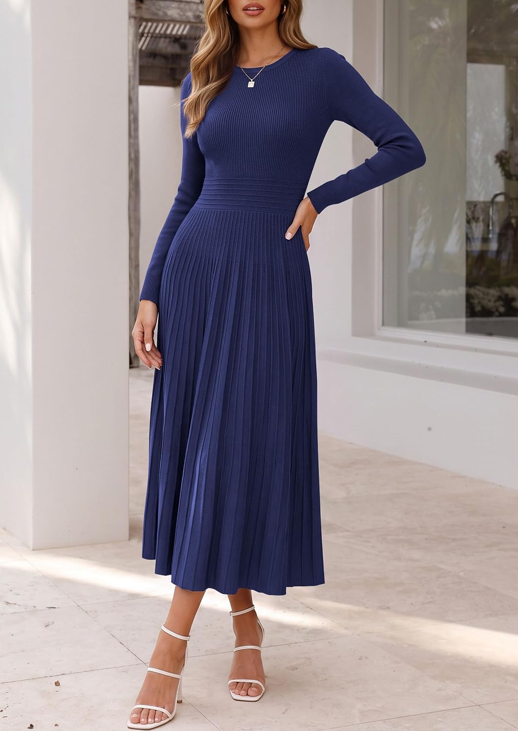 Thumbnail 6 de PRETTYGARDEN Women's Long-Sleeve Sweater Dress
