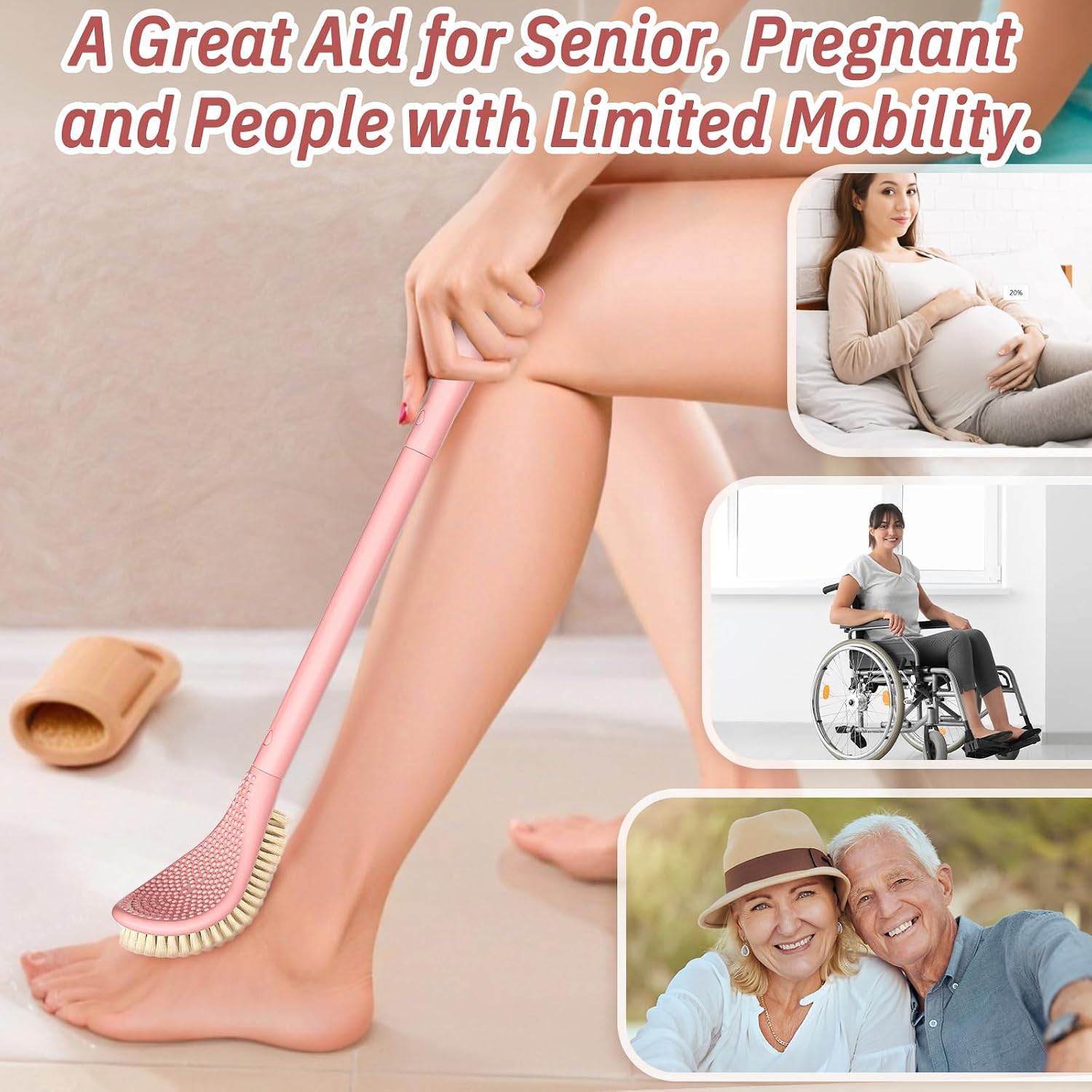 Detalle de GEENOA Foot Brush with Adjustable 3-in-1 Handle and Curved Head