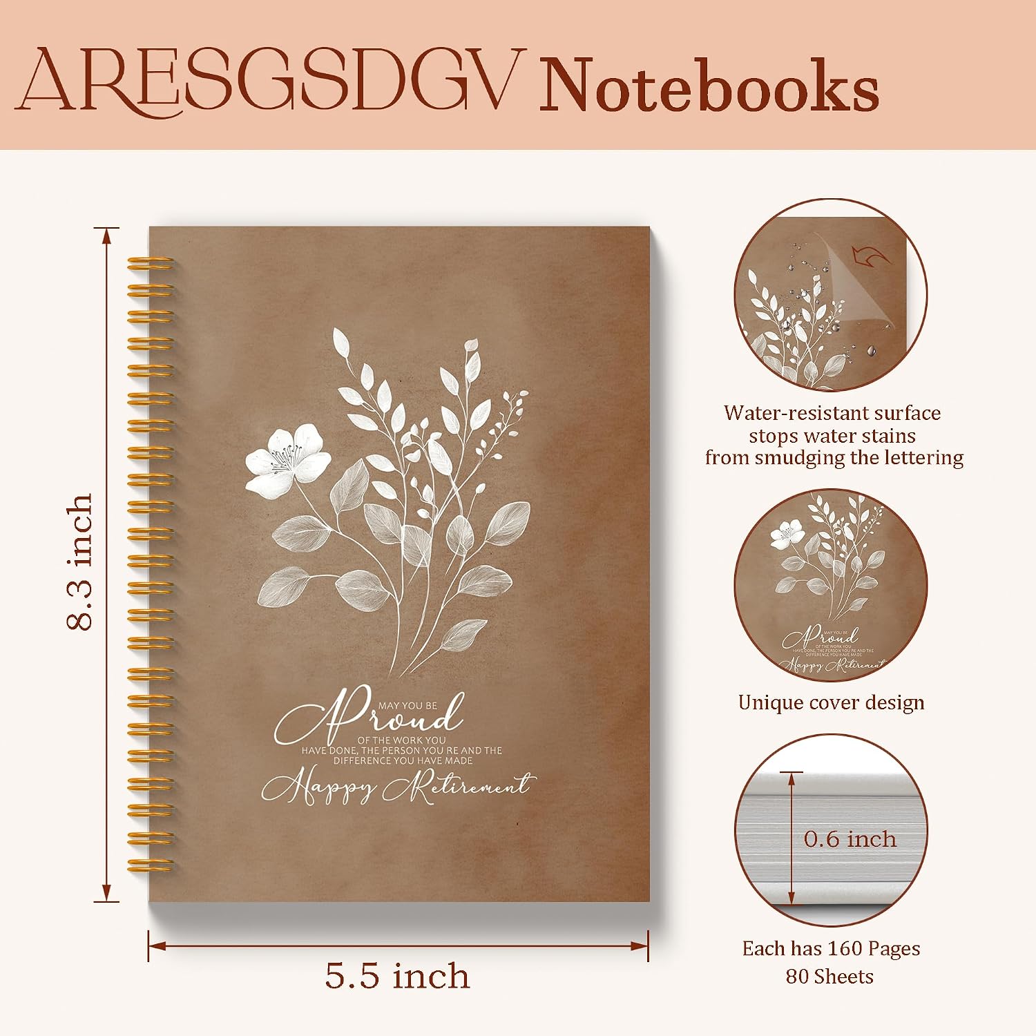 Thumbnail 6 de ARESGSDGV Happy Retirement Journal, 160 Pages, Hardcover with Perforated Pages