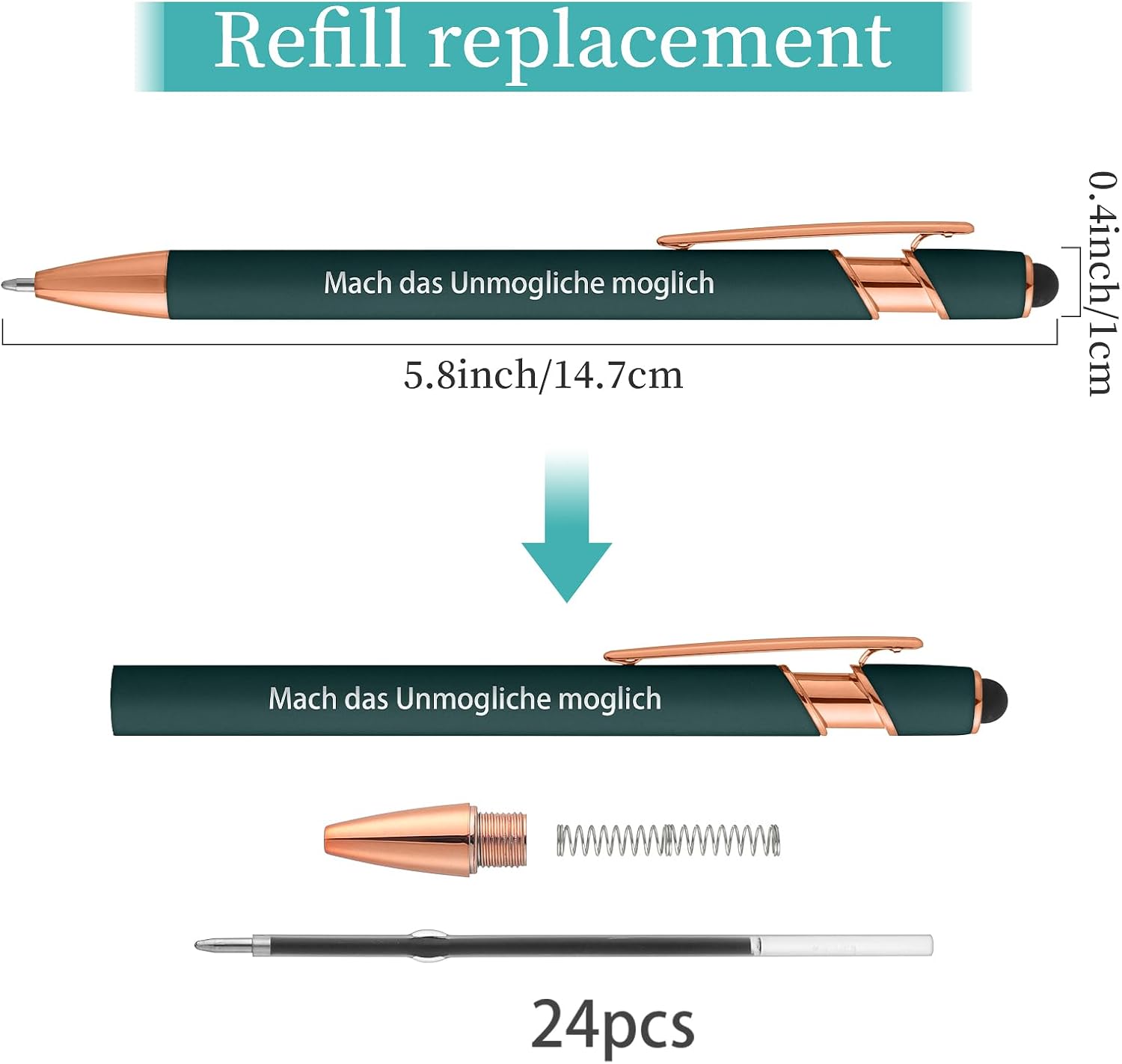 Thumbnail 2 de kander 12er Set 2-in-1 Kugelschreiber mit Touchpen & 24 Ersatzminen (12 Farben)