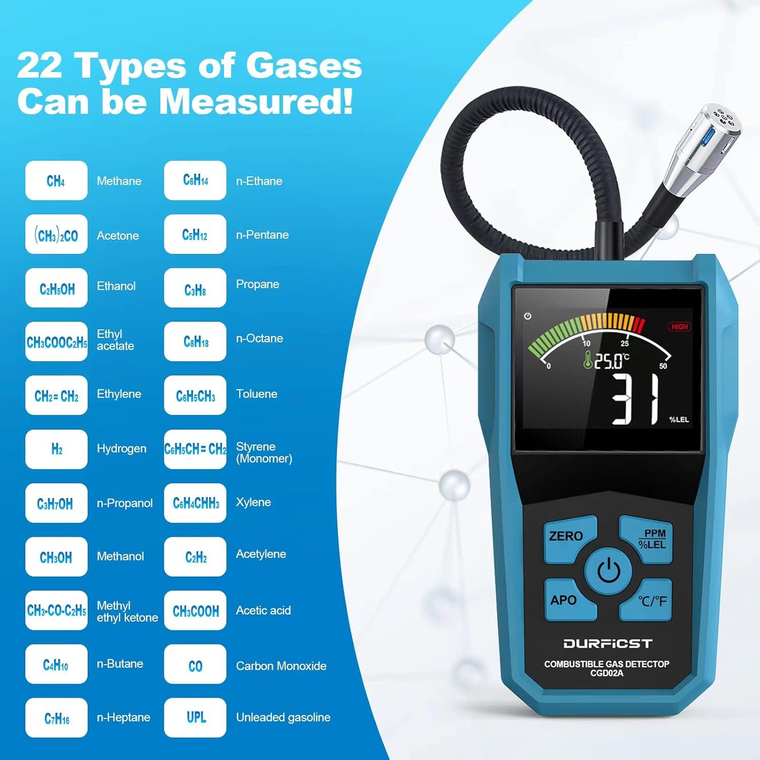 Thumbnail 3 de Rilevatore Gas DURFICST portatile per metano e altri gas combustibili con allarme sonoro