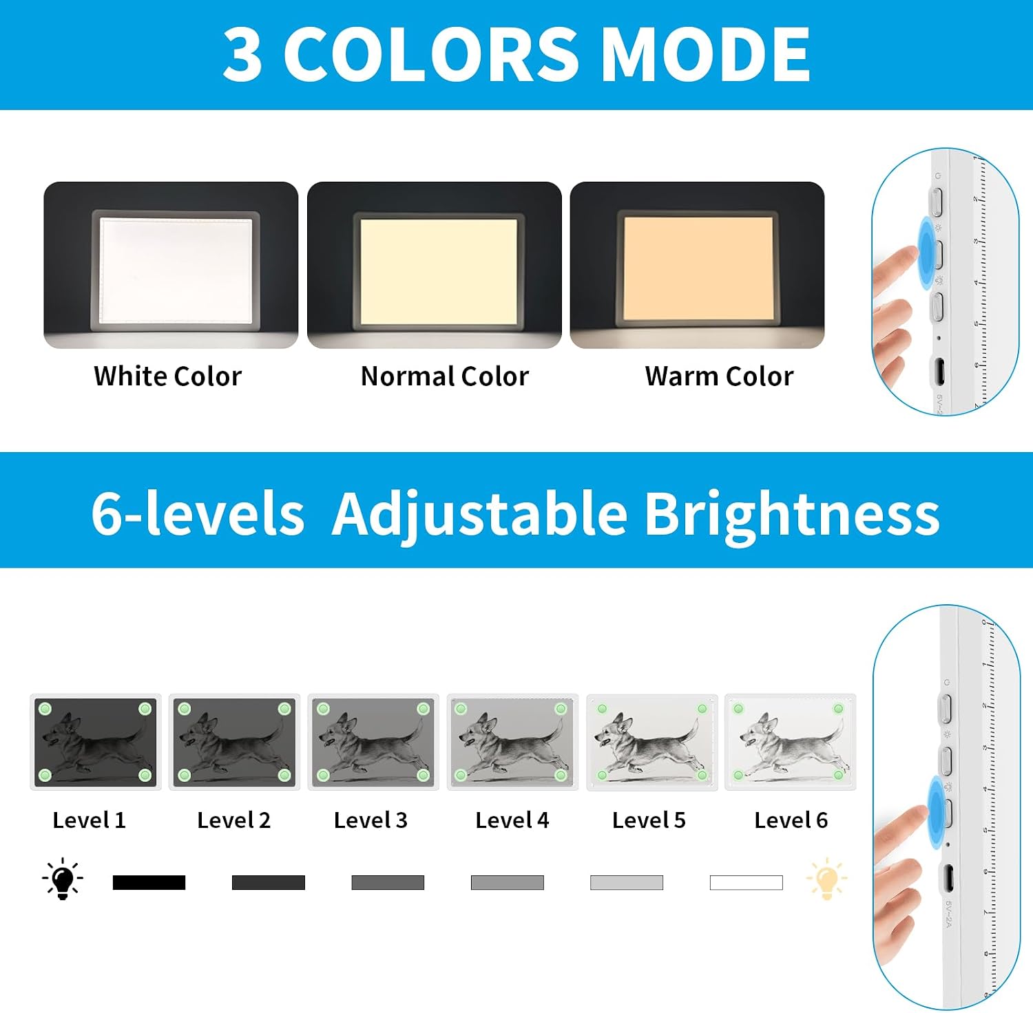 Detalle 2 de Phylosal Magnetic A4 Light Pad (Super Bright Light Box) for Tracing, Drawing & Diamond Art