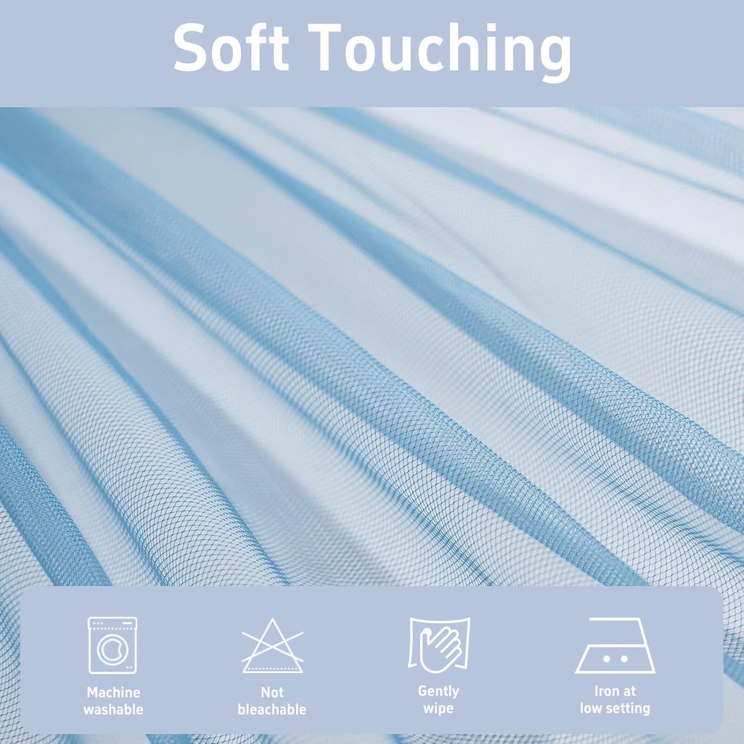 Detalle 2 de Pacok Blue Voile Curtains, 108 Drop Net Curtain for Windows