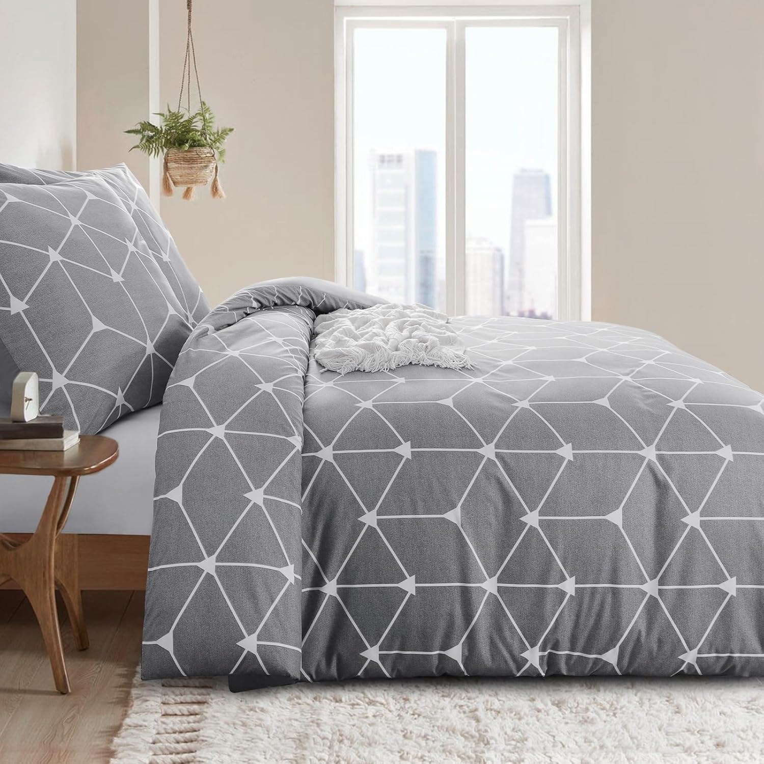 Thumbnail 2 de RUIKASI Bettwäsche 135x200 (4-teilig) Hellgrau – Microfaser-Set mit Reißverschluss