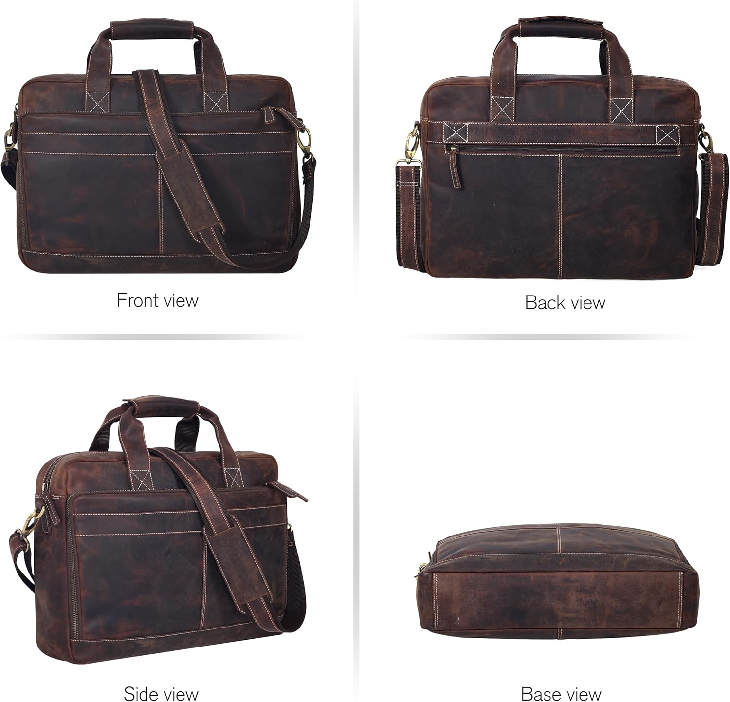 Thumbnail 6 de Oak Leathers handmade leather messenger bag with laptop briefcase design