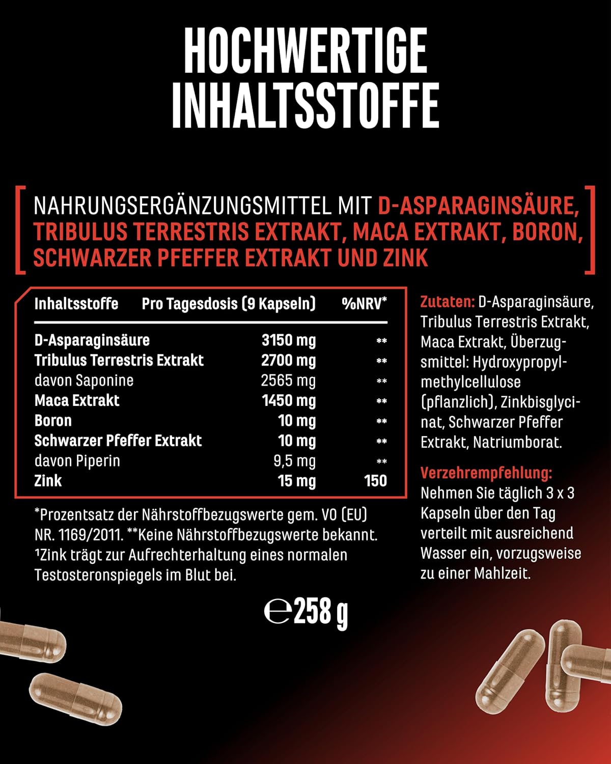 Thumbnail 6 de Testo MAX von German Elite Nutrition – 270 vegane Kapseln mit 7323 mg Tagesdosis