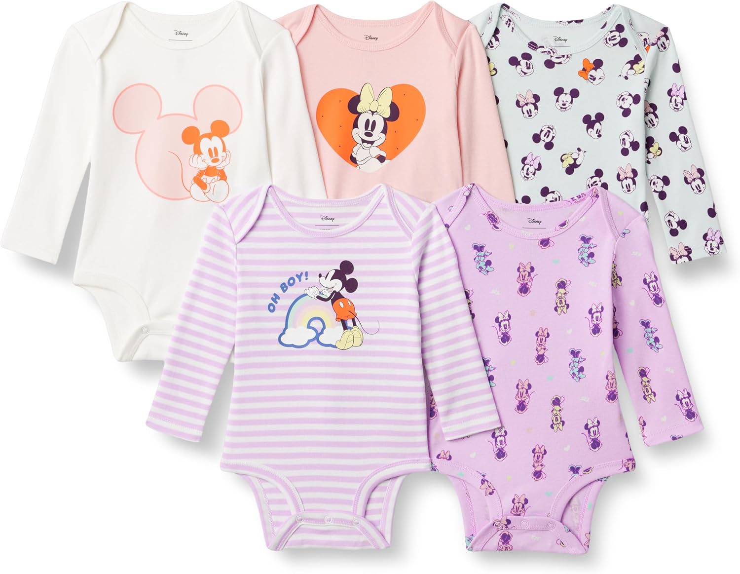 Amazon Essentials Disney | Marvel | Star Wars unisex babies’ long-sleeve bodysuits (pack of 5)