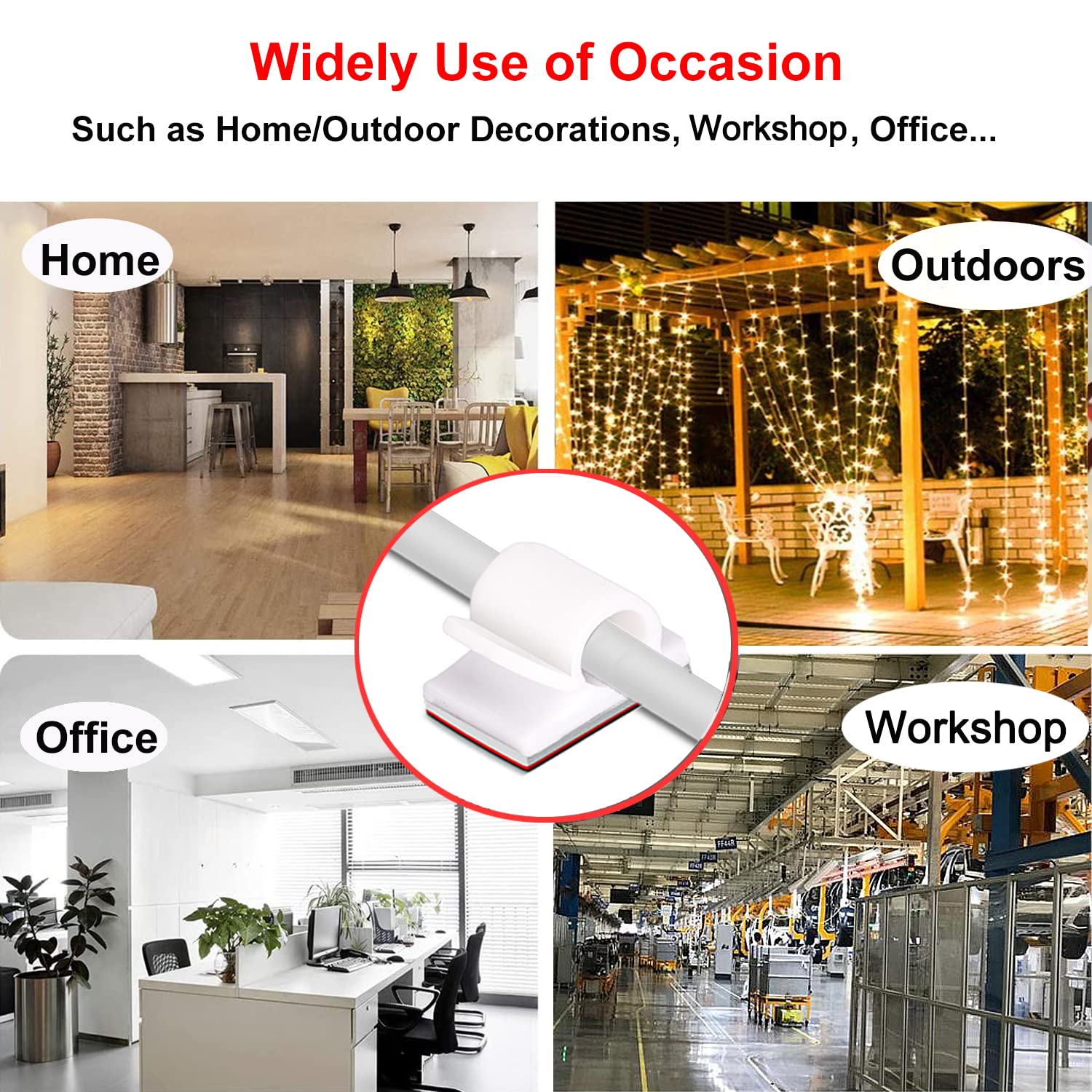 Detalle de Tomario V2 Cable Clips Self Adhesive — 40 Pack for Desk, Wall and Workshop
