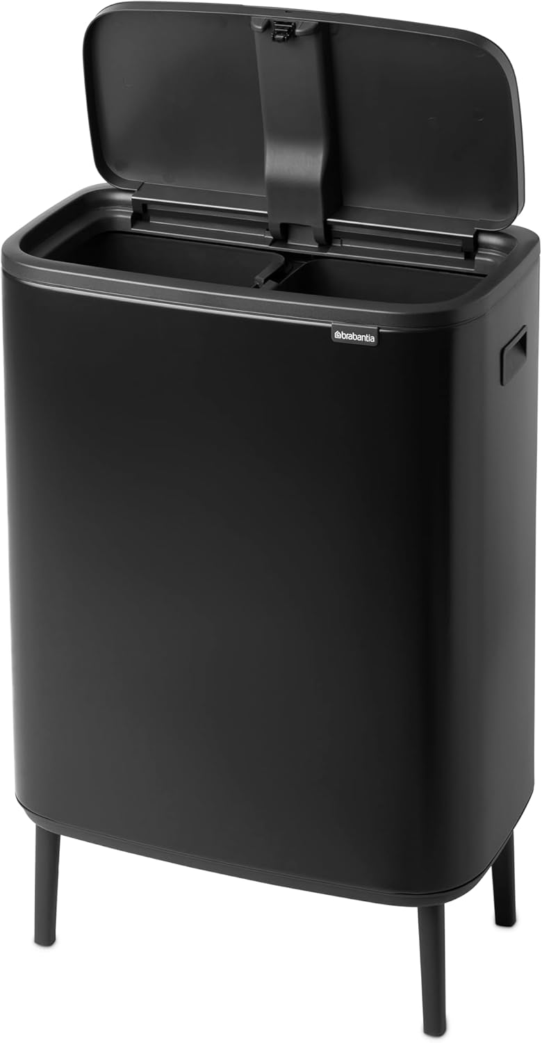 Detalle 2 de Brabantia Bo Hi Touch Cubo de Basura 2x30L Negro Mate 🚮
