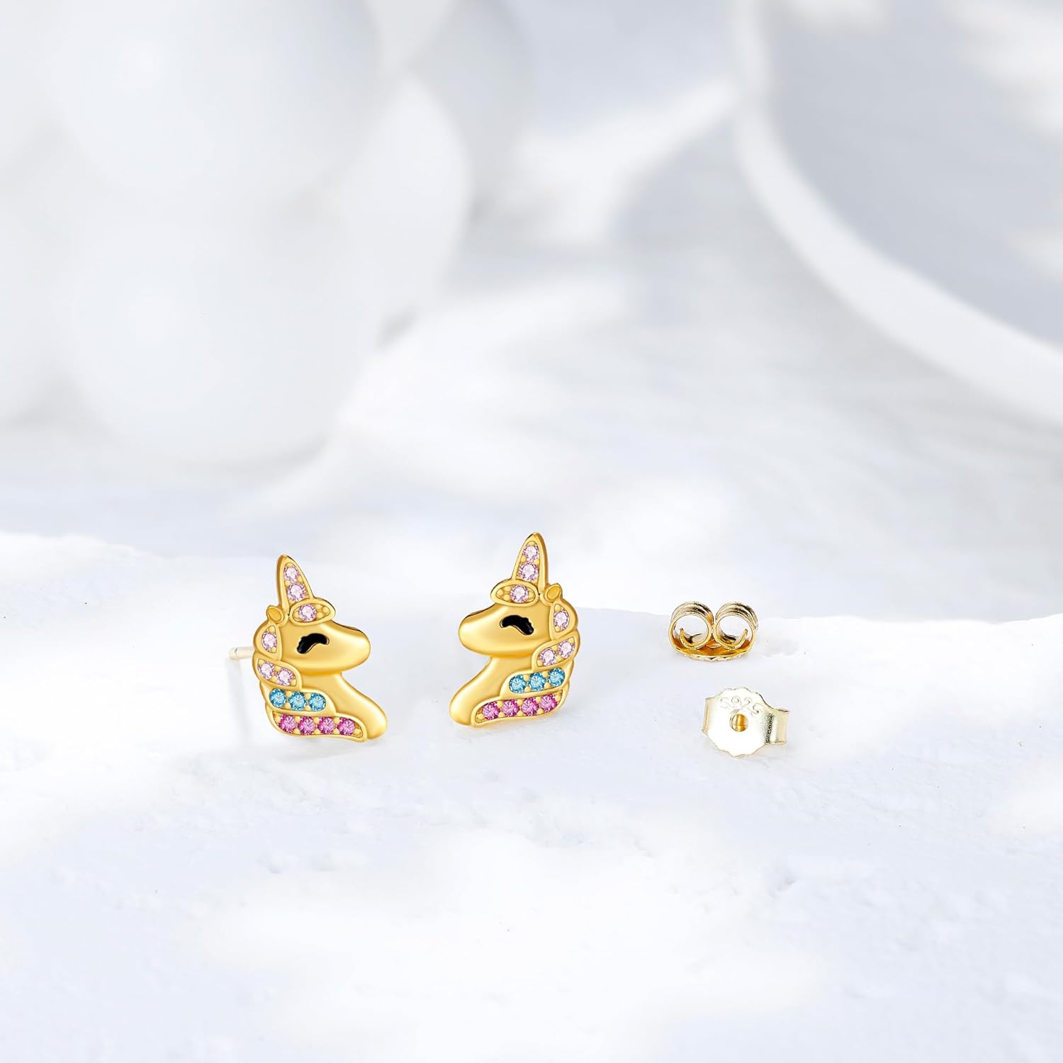 Detalle 2 de J.MUEN 925 Sterling Silber Ohrstecker mit Zirkonia – hypoallergen, Nickelfrei für Mädchen & Damen