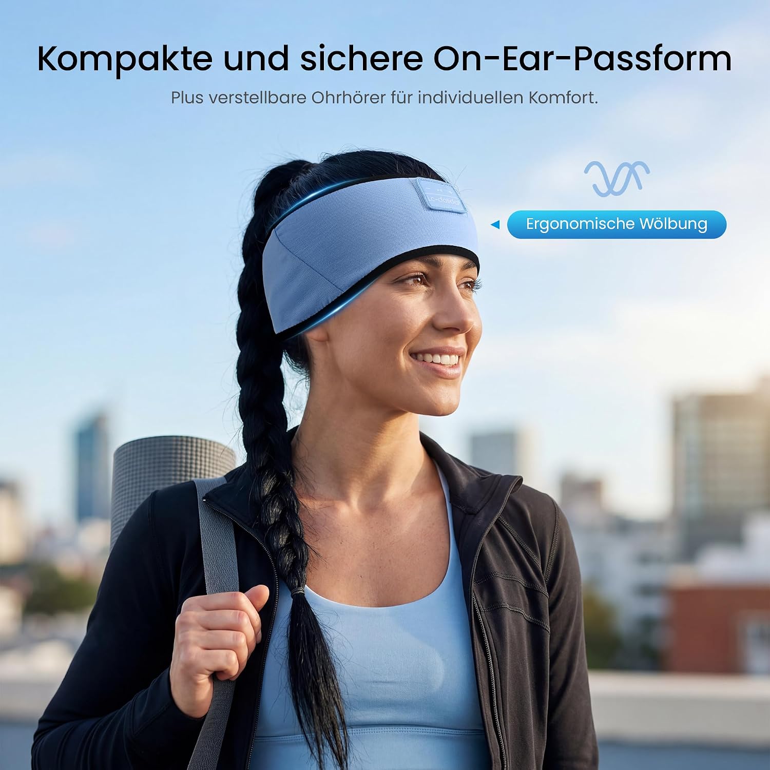 Detalle de LC-dolida LC001 Sleep Headband with Bluetooth 5.4, HiFi Audio and USB-C