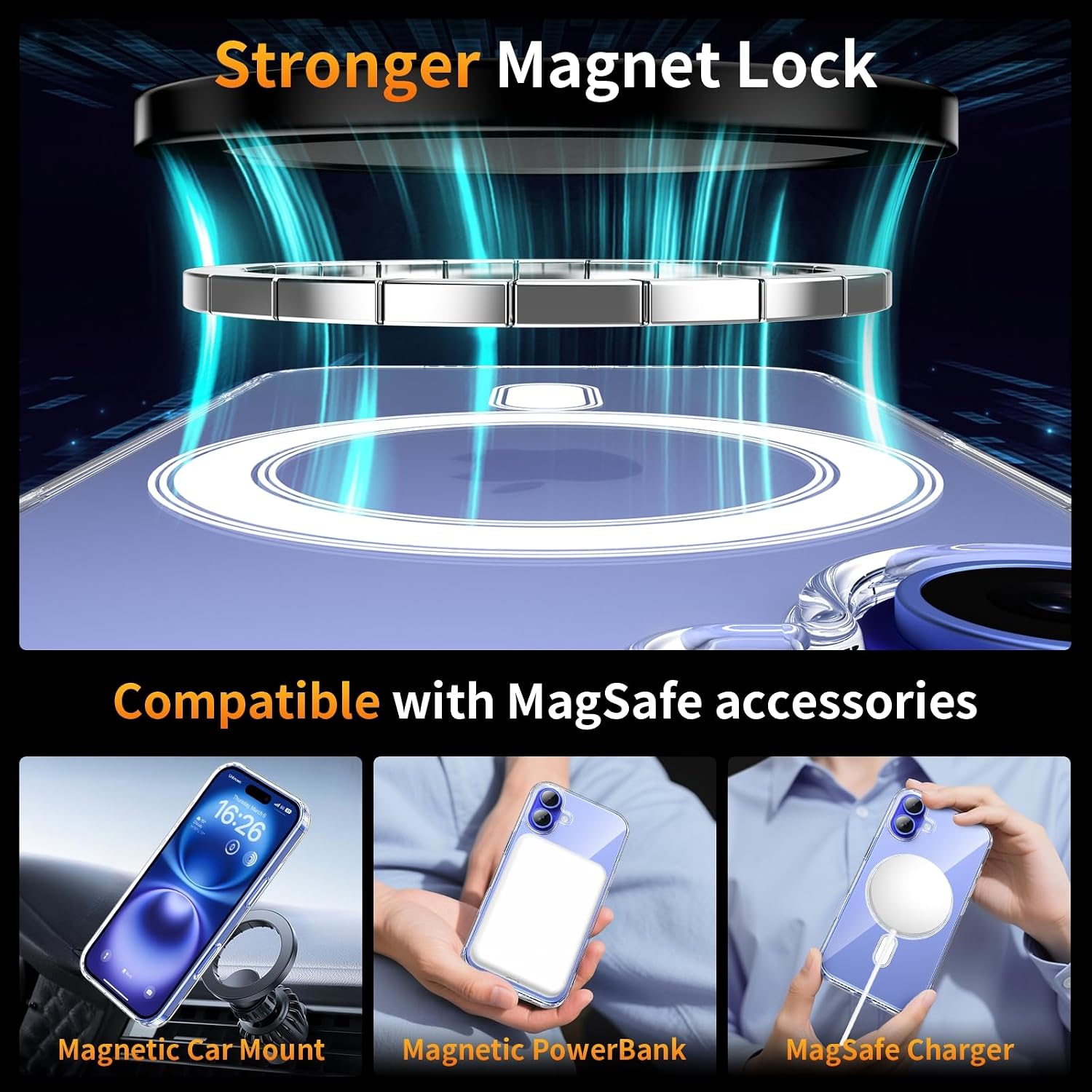 Detalle 2 de YNMEacc iPhone 16 6.1-inch magnetic case with protectors