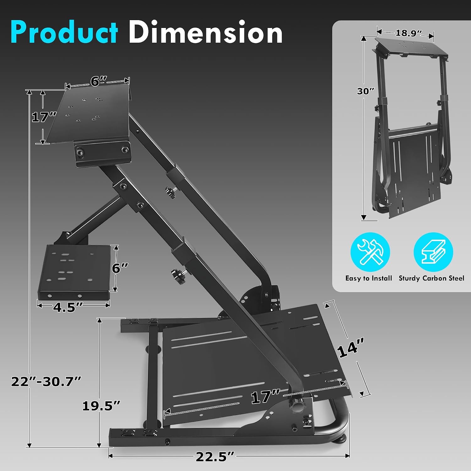 Thumbnail 3 de Slendor Racing Steering Wheel Stand 22-26"
