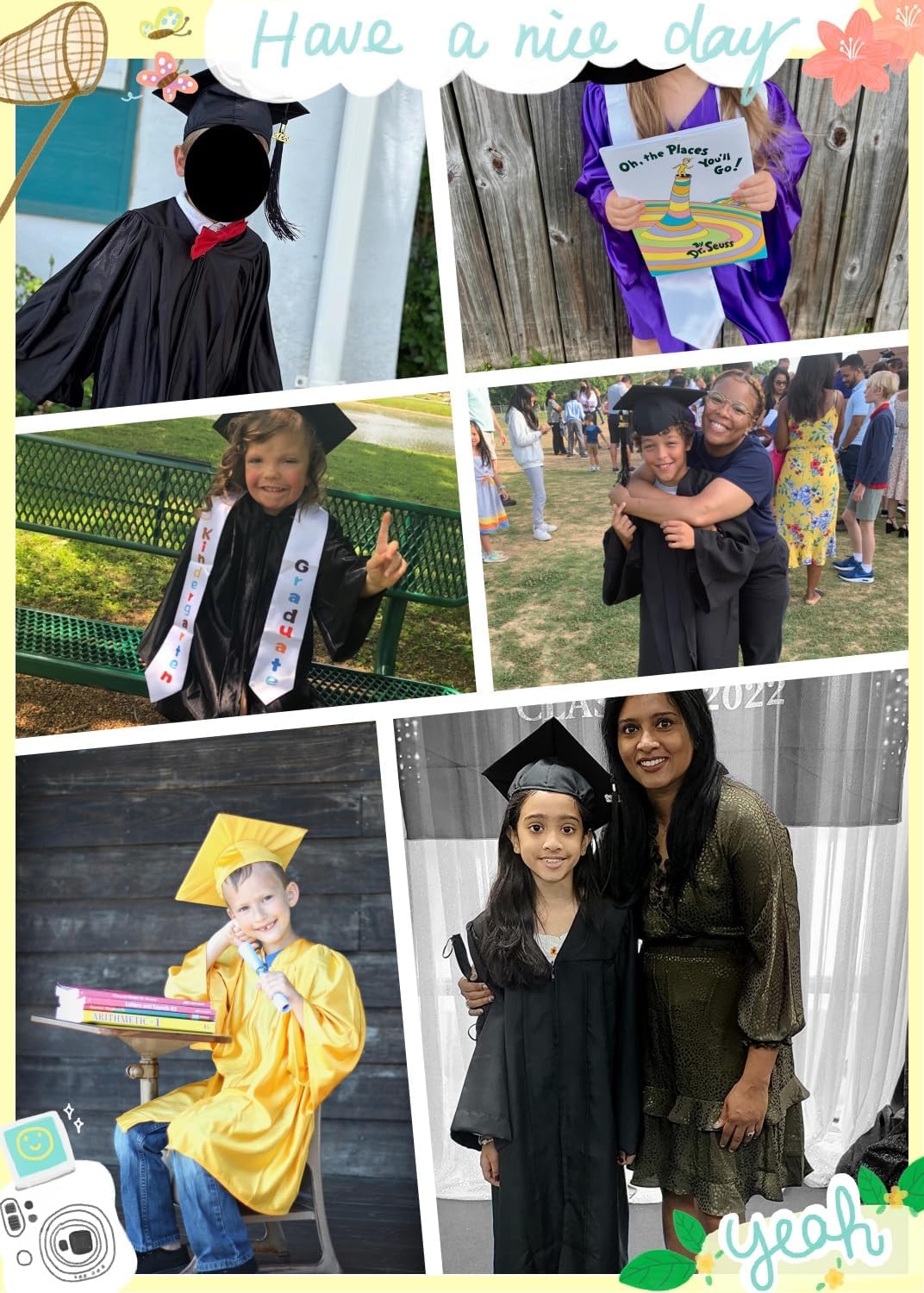 Detalle de Newrara Kindergarten Graduation Cap and Gown Set, Polyester