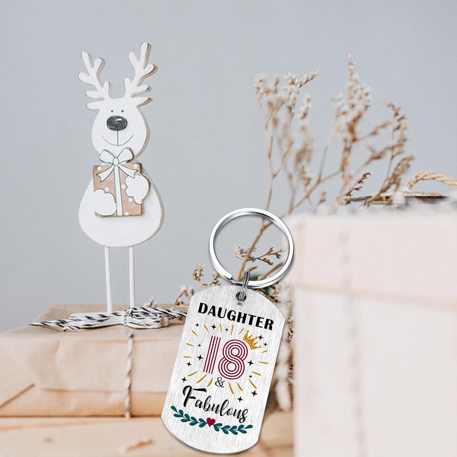 Detalle de EE&YU Daughter Birthday Keyring – 18th, 21st, 30th and 40th Birthday Gift Accessory