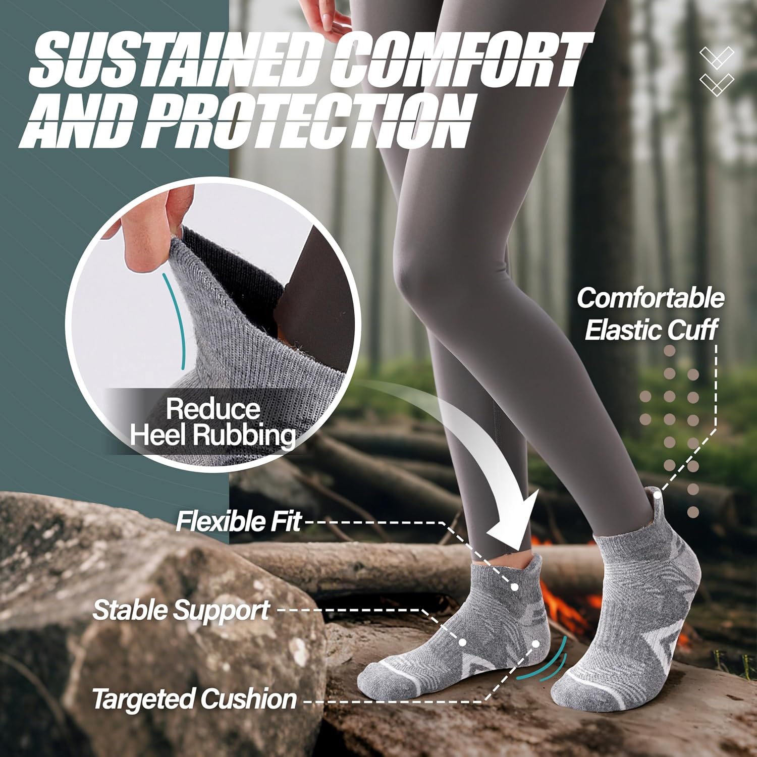 Thumbnail 2 de ANTSANG No Show Socks for Men & Women — Merino Wool Ankle Socks for Hiking & Running