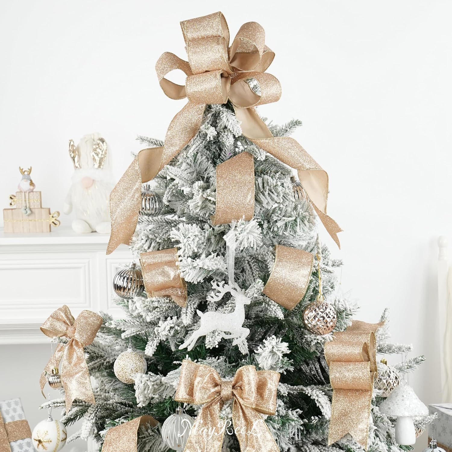 Thumbnail 5 de MAYREEL 1.5-inch White Wired Ribbon 10 yards 🎀