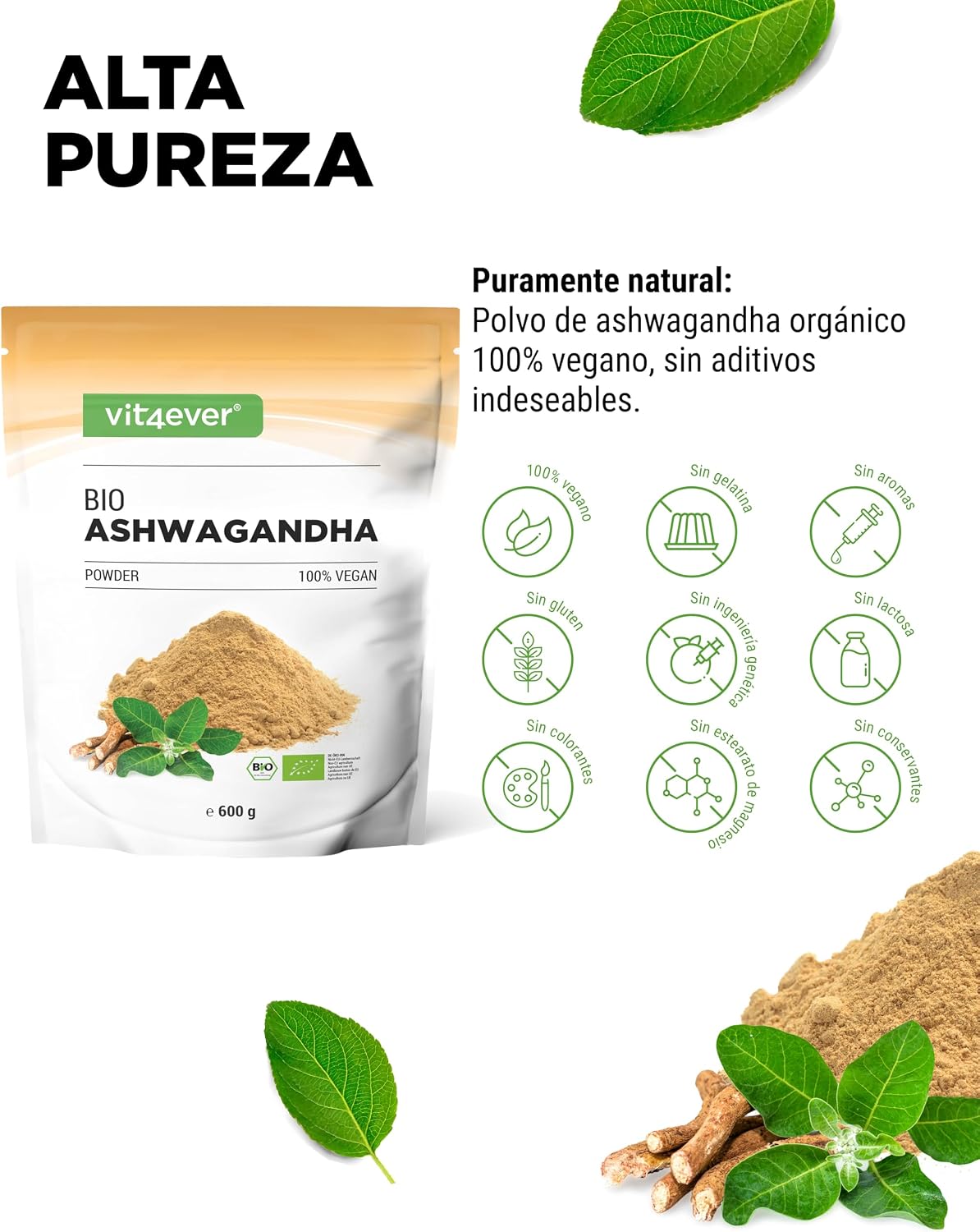 Thumbnail 2 de Vit4ever Ashwagandha raíz ecológica 600 g