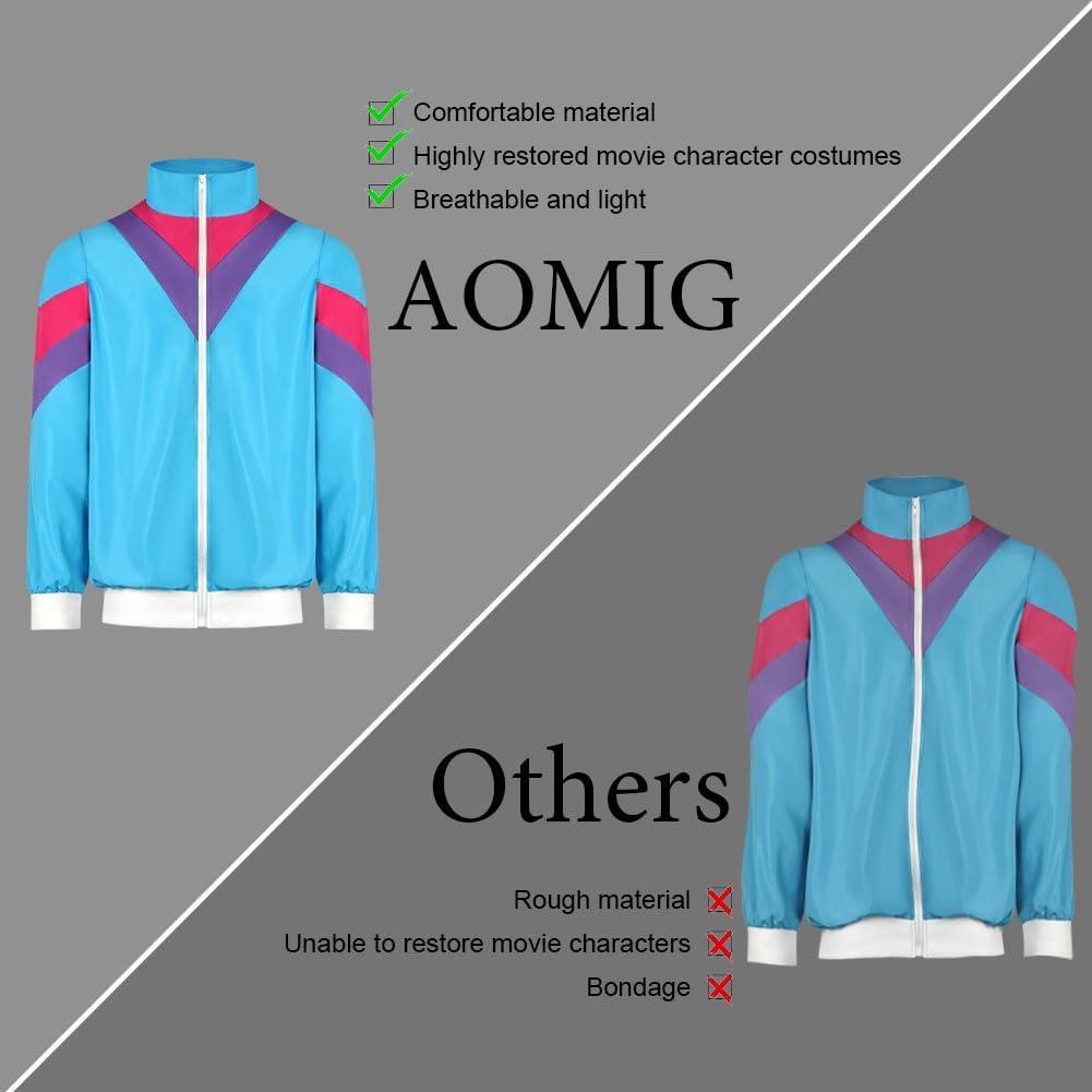 Thumbnail 3 de Aomig 80er/90er Trainingsanzug-Kostüm für Erwachsene (Ganzkörper) – Retro Disco-Set Unisex, Blau (Größe XL)