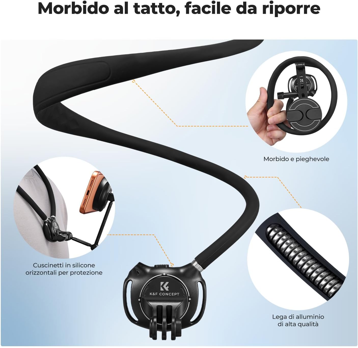 Detalle de K&F CONCEPT Porta Telefono Collo 2 in 1 Magnetico+Clip: supporto POV per smartphone