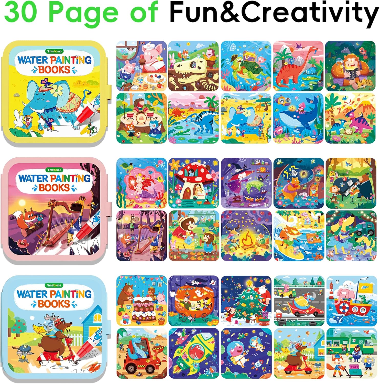 Thumbnail 2 de Timetome Reusable Water Painting Book 3-pack 🎨
