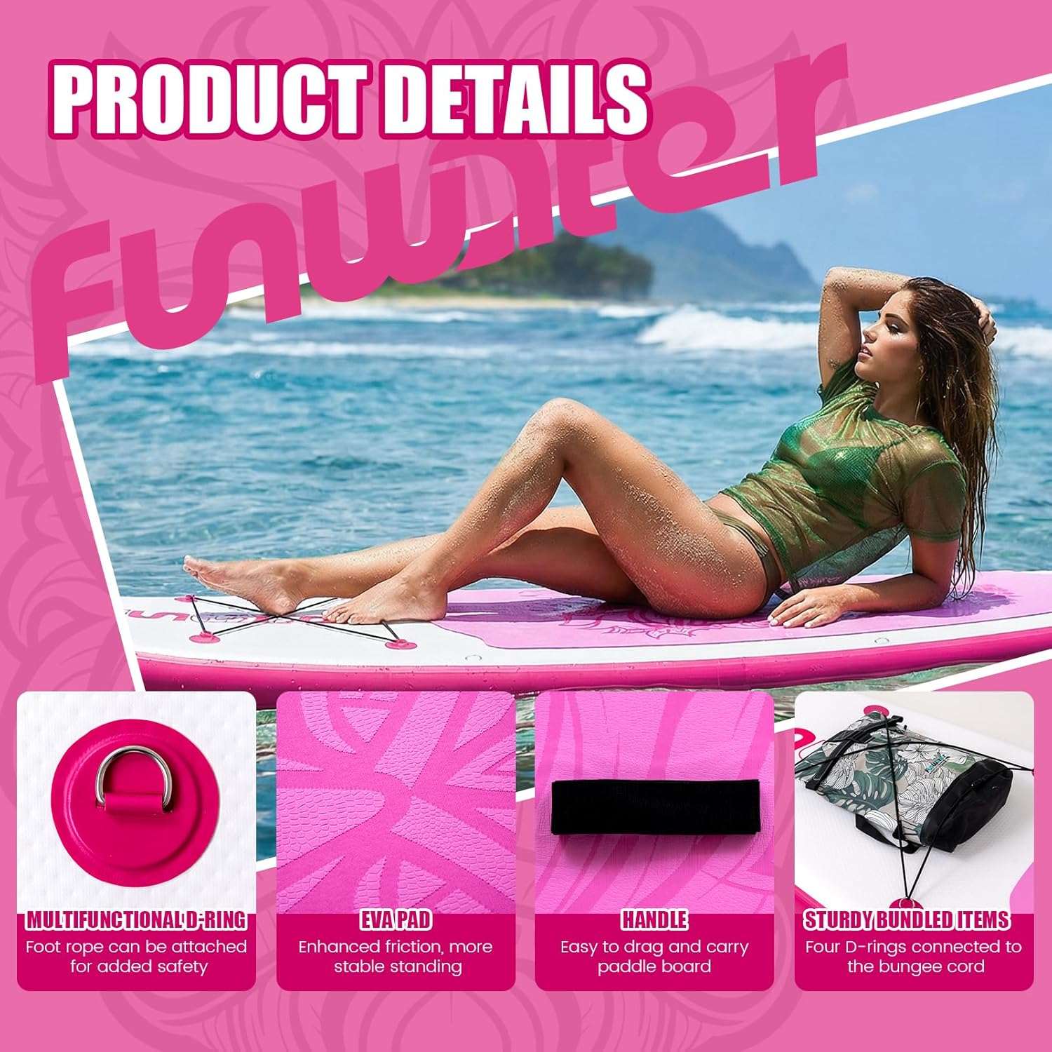 Thumbnail 2 de FunWater Inflatable Ultra-Light Stand Up Paddle Board with Non-Slip Deck & Premium SUP Accessories
