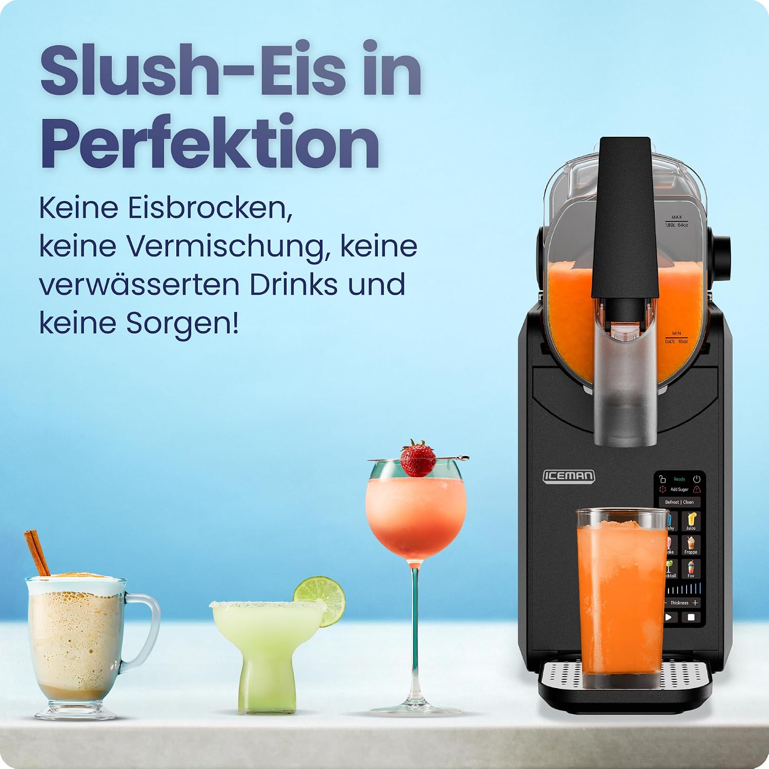 Detalle de Iceman 1,9L Slushie-Maschine – 5 Voreinstellungen, Touchscreen, kompakt und vielseitig