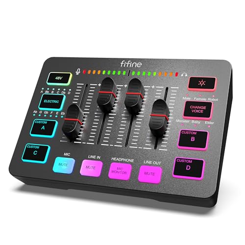Detalle de FIFINE Gaming Audio Mixer PC – Mélangeur USB/XLR avec Carte Son et FX pour Streaming