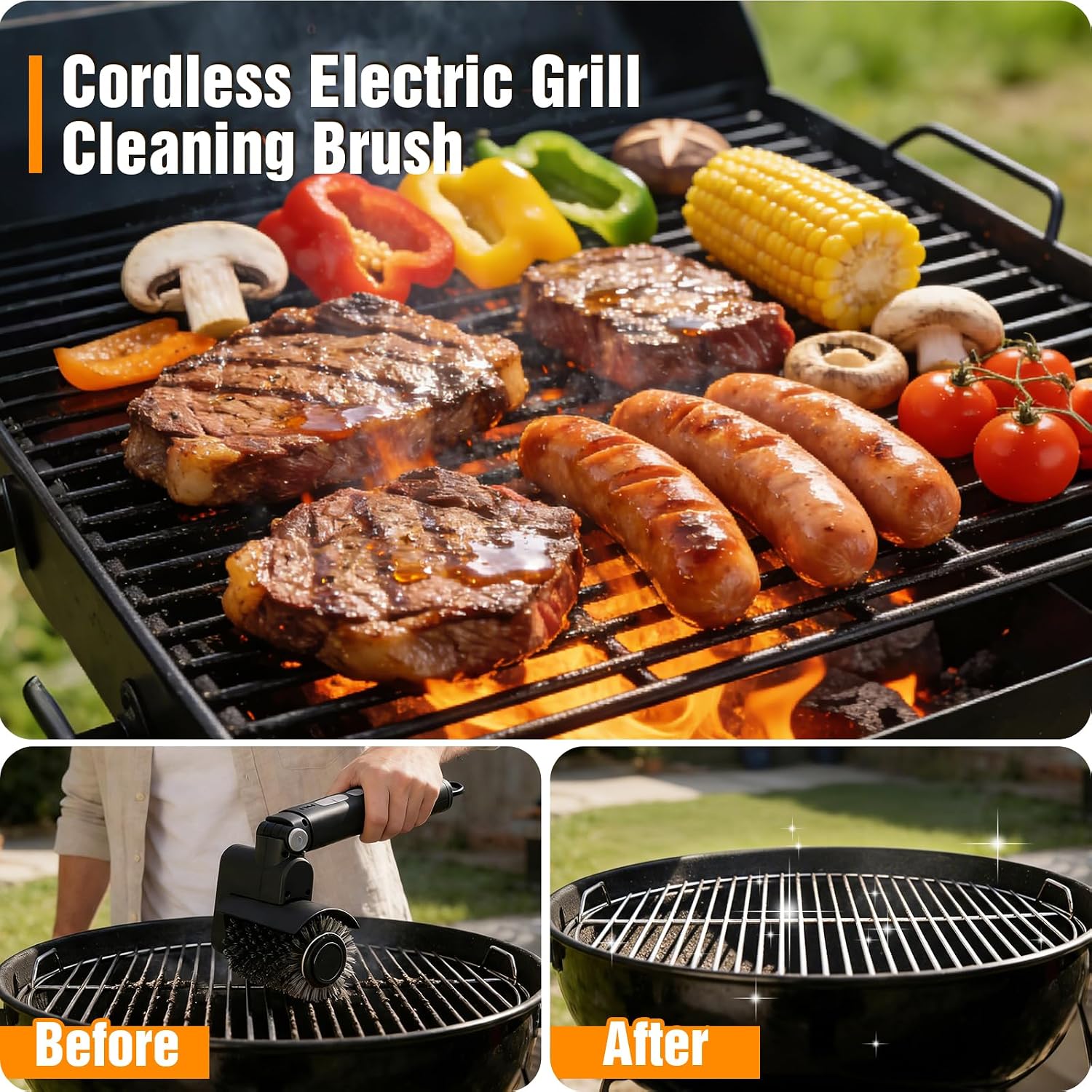 Thumbnail 2 de 2026 Upgraded Electric Grill Brush for Outdoor: Cordless BBQ Cleaner with 3 Replaceable Heads