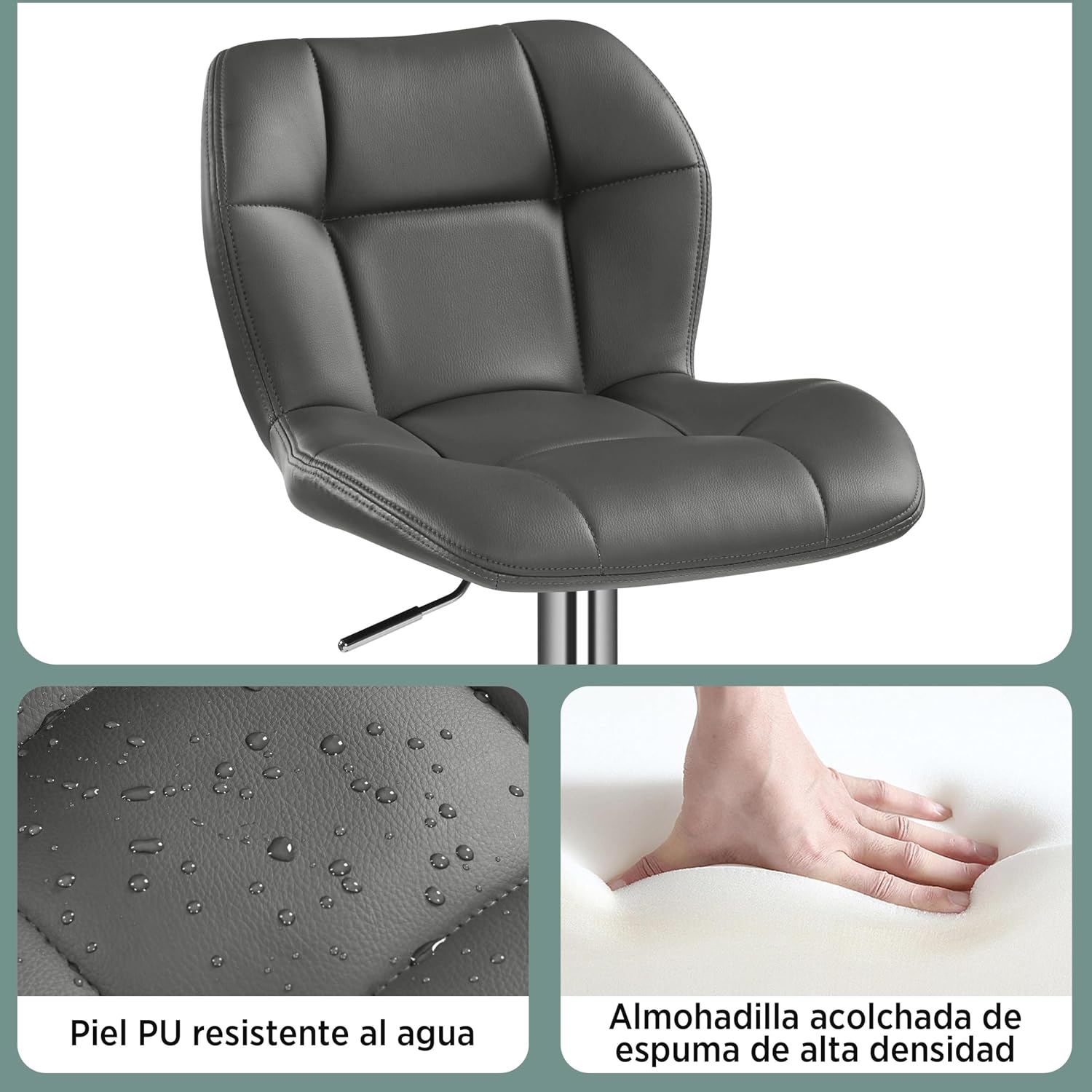 Thumbnail 4 de Yaheetech Taburete de Barra ajustable 89-111 cm