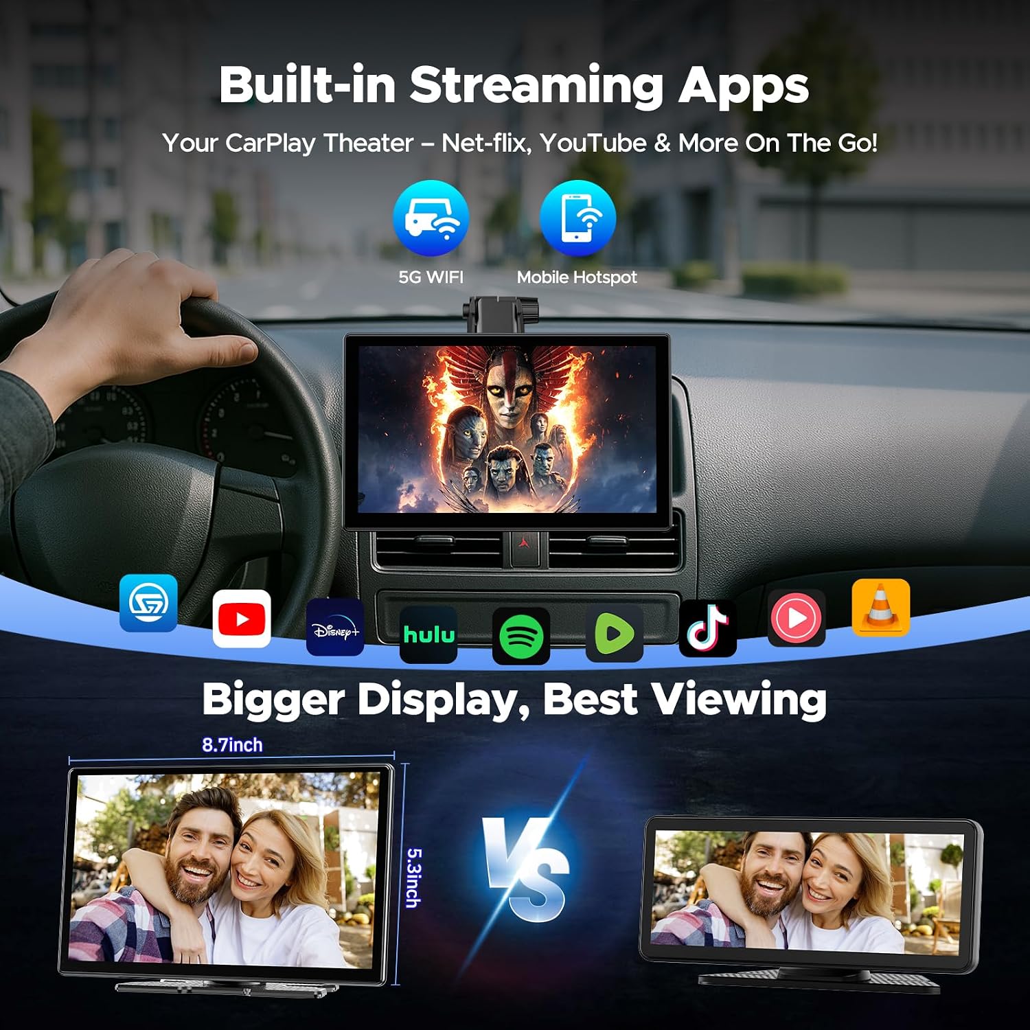 Detalle 2 de Volam 9" Carplay Screen with Wireless Android Auto