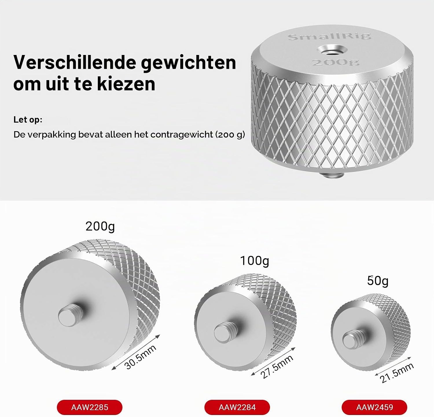 Detalle de SMALLRIG 2285 (AAW2285) contragewicht van 200 g voor gimbals
