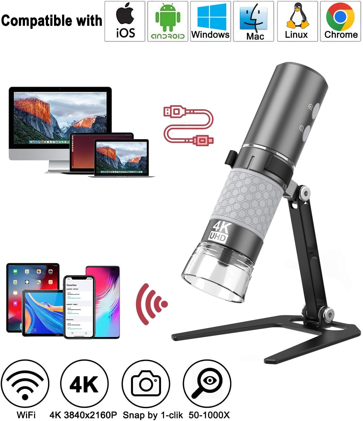 Thumbnail 1 de Jiusion 4K WiFi Digitales Mikroskop