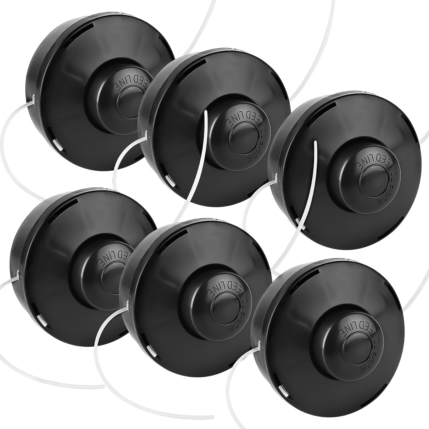 Detalle de Forever Speed Strimmer Heads Universal 6 Pack – Dual 2-Line Nylon Replacement Head (M10 x 1.25, LHF Bump Feed)