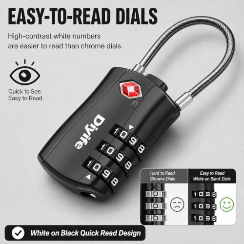 Thumbnail 1 de Diyife TSA Approved Luggage Locks with Flexible Steel Cable