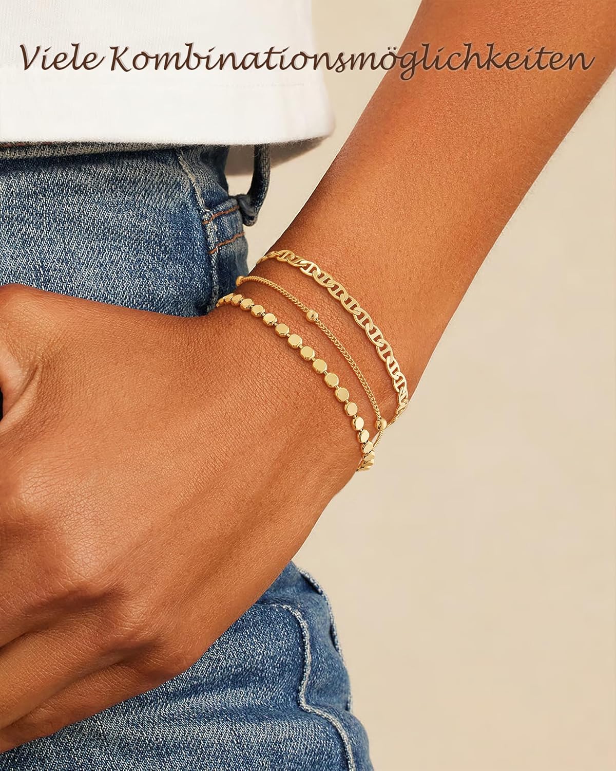 Detalle 2 de ZOERAY Armband Set für Damen, 18K vergoldet