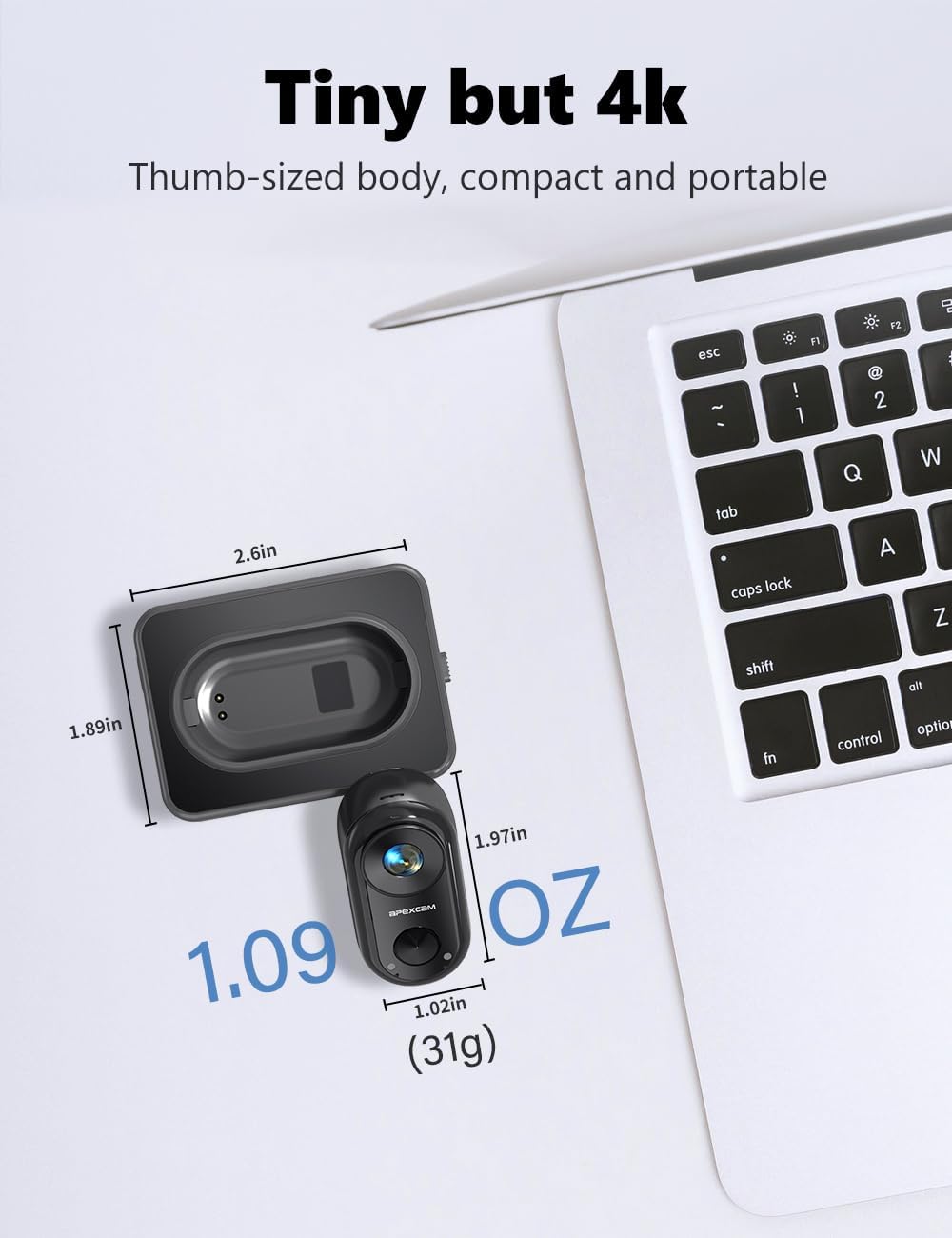Thumbnail 1 de Apexcam K70 4K Mini Thumb Camera: Compact POV Action Camera for Everyday Adventure