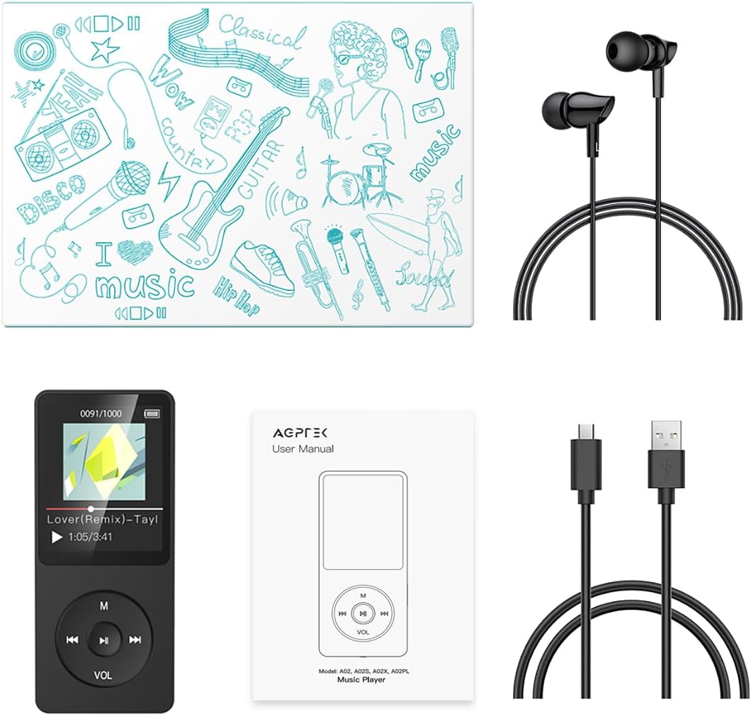 Thumbnail 5 de AGPTEK lecteur MP3 classique 32 Go avec écran 1,8”, radio FM et haut-parleur intégré (extension microSD jusqu’à 128 Go) – Noir