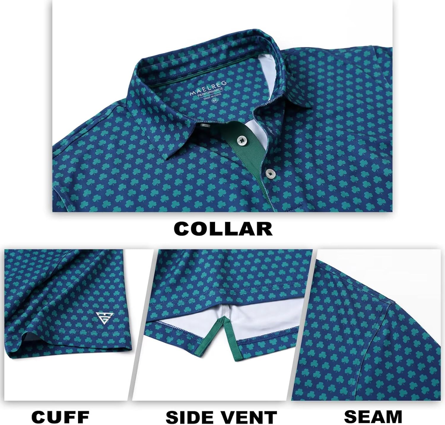 Thumbnail 4 de M MAELREG Men’s Short-Sleeve Dry-Fit Golf Polo Shirt (Performance, Printed, UPF 30+)