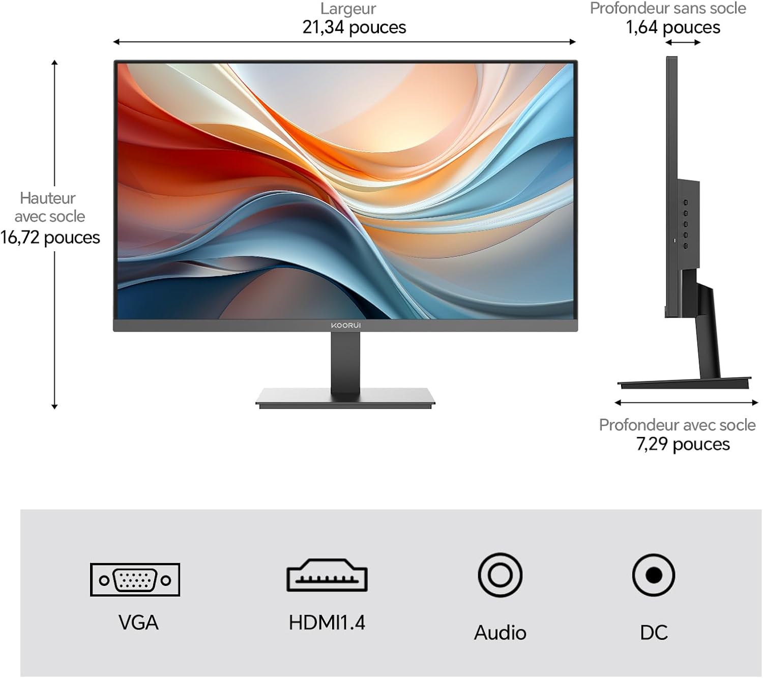 Thumbnail 5 de KOORUI E2411K : moniteur PC gamer 24 pouces Full HD 144 Hz IPS, Eye Care et Adaptive Sync