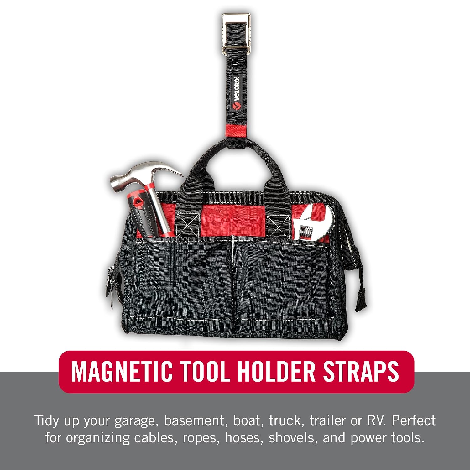 Detalle de VELCRO Brand VEL-40088-USA Magnetic Storage Strap, 24-Inch Reusable Organizer
