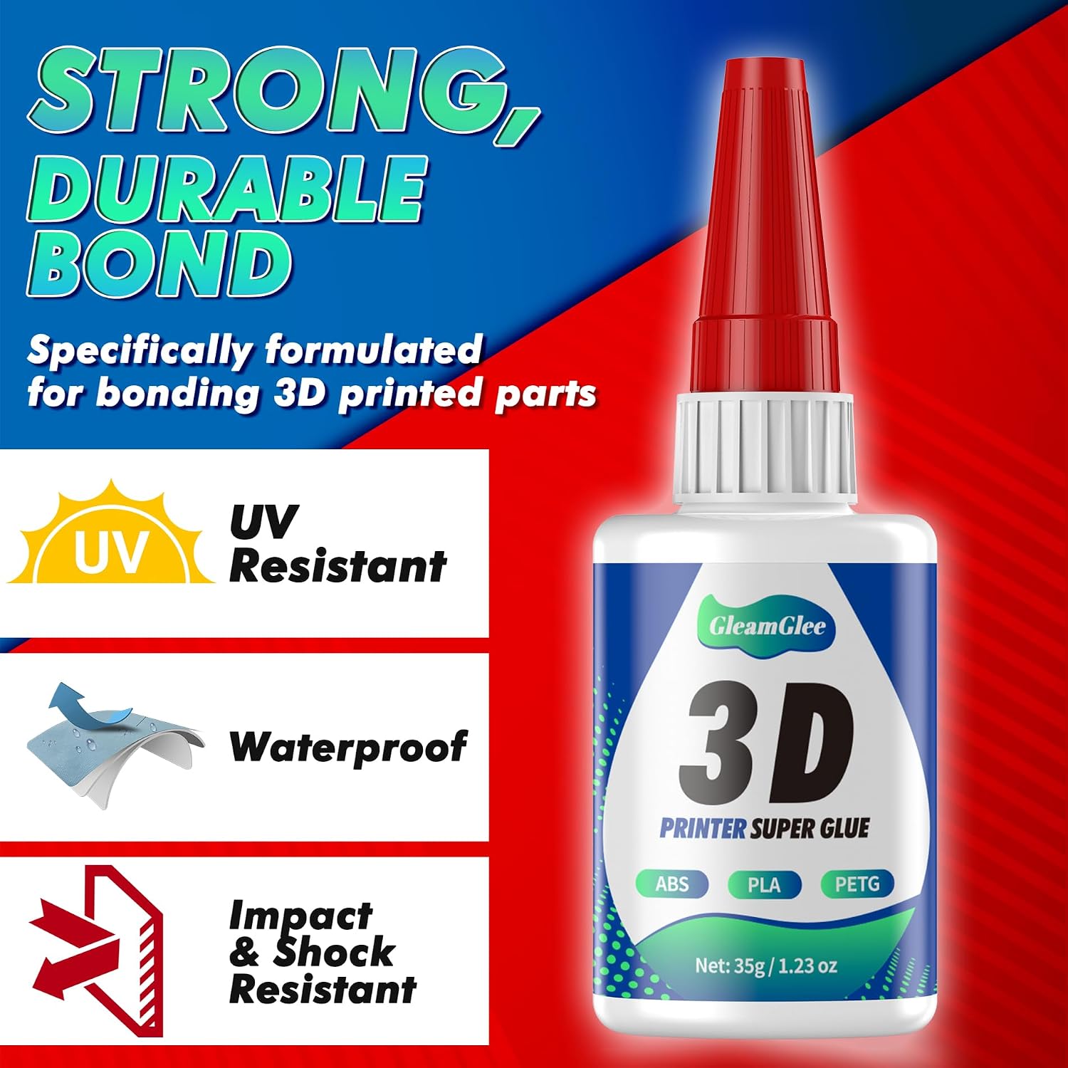 Detalle de 3D Printing Super Glue for PLA, ABS & PETG – Ultra-fast, crystal-clear bonding for 3D prints