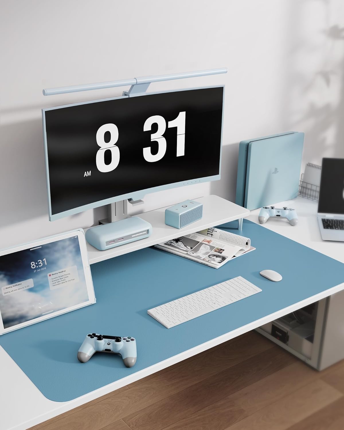Thumbnail 5 de MOLMO Non-Slip Desk Mat (Azure, 60 x 35 cm) — Waterproof Leather Writing Pad for Office and Home
