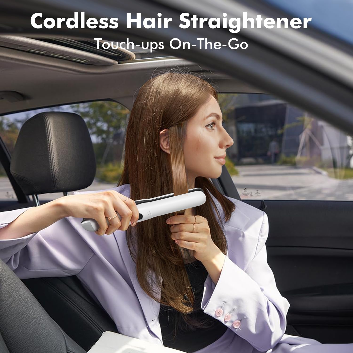 Detalle de SUNMAY Cordless Hair Straightener (2-in-1) — Portable Mini Flat Iron for Travel