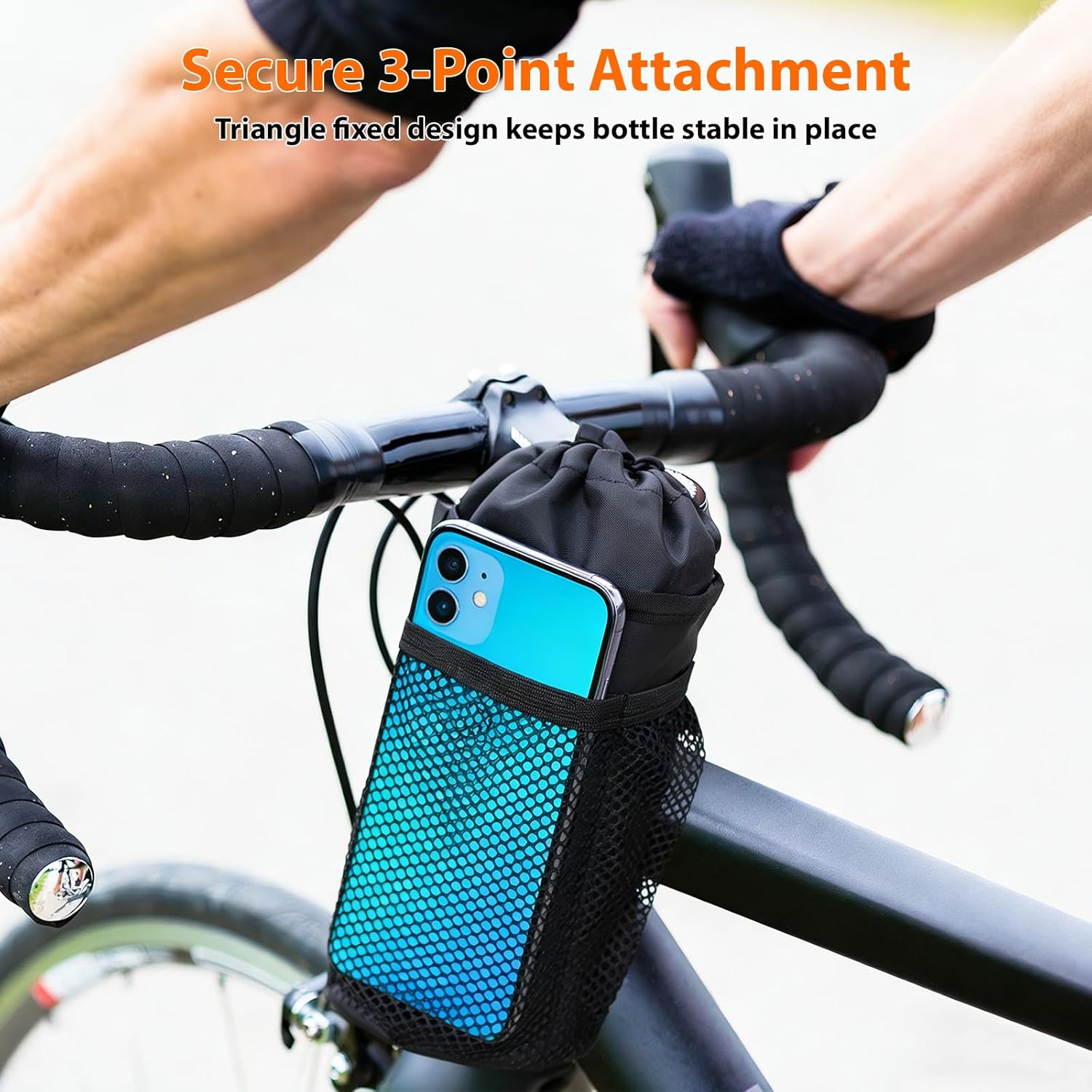 Thumbnail 2 de VINATO Porta Borraccia Bici 20×10,5 cm: Portabottiglie in Nylon con Tasca Laterale per MTB, Scooter, Sedia a Rotelle e Passeggino
