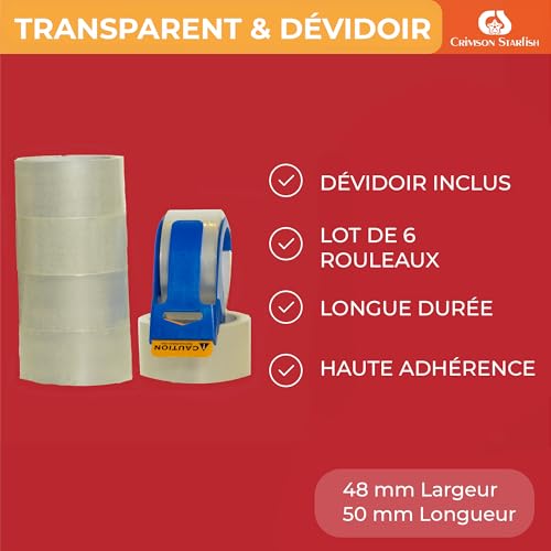 Thumbnail 6 de Crimson Starfish Ruban Adhésif Transparent – 6 rouleaux, 48 mm x 66 m