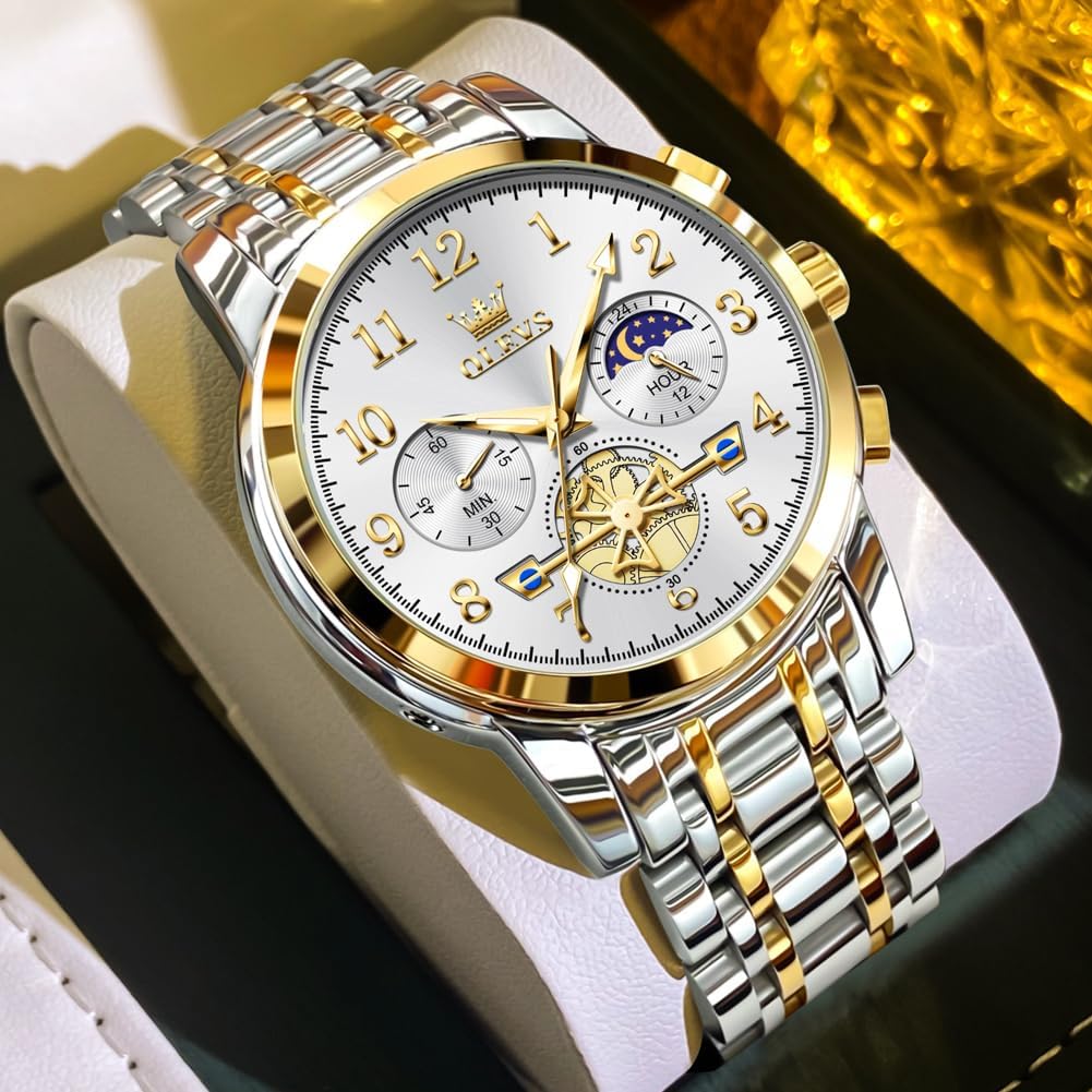 Detalle 2 de OLEVS YKS-S-G2900GJ-JJB-CA Men's Chronograph Watch, Stainless Steel, Large Dial
